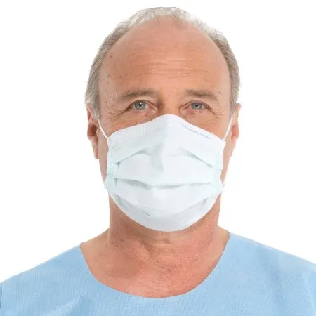 O & M Halyard - FluidShield - 41802 - O&M Halyard  Surgical Mask  Anti fog Foam Pleated Earloops One Size Fits Most White NonSterile ASTM Level 1 Adult