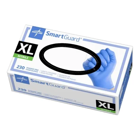 Medline - SmartGuard - SG314 - Exam Glove Smartguard X-large Nonsterile Nitrile Standard Cuff Length Textured Fingertips Blue Chemo Tested
