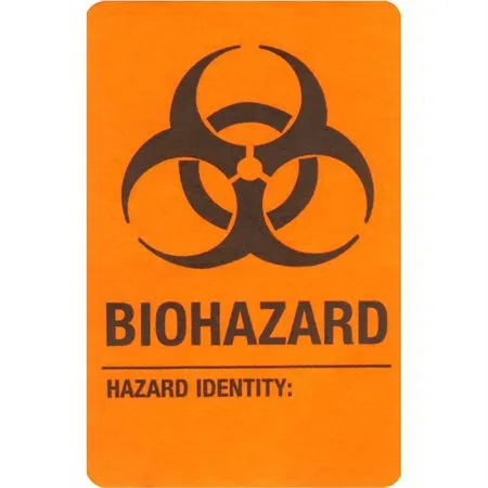 Market Lab - 6463 - Pre-printed Label Warning Label Red Paper Biohazard / Symbol Black Biohazard 1-3/4 X 2-3/4 Inch
