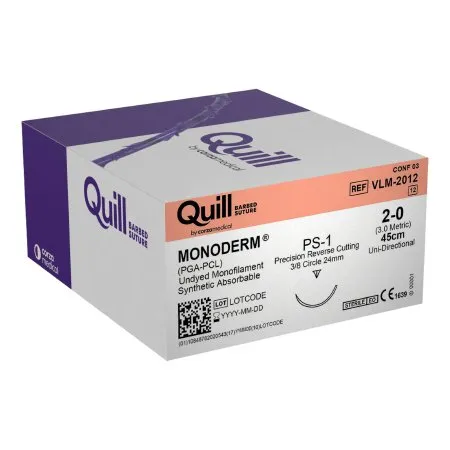 Surgical Specialties - Quill Variable Loop Device  Monoderm - VLM-2012 - Absorbable Suture With Needle Quill Variable Loop Device, Monoderm Polyglycolic Acid / Pcl 3/8 Circle Reverse Cutting Needle Size 2 - 0 Barbed Monofilament