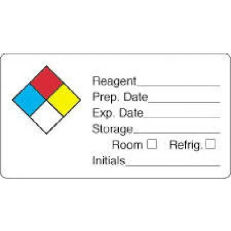 PDC Healthcare - LFWHG02 - Pre-printed Label Pdc Laboratory Use Multicolored Paper Reagent _____ / Prep Date ______ / Exp Date _______ Storage ______ Room, Refrig / Initials ____ Black Lab / Specimen 1-5/8 X 3 Inch