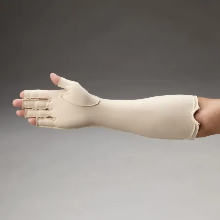 Patterson medical - Rolyan - 081569235 - Compression Gloves Rolyan Full Finger Large Forearm Length Right Hand Lycra / Spandex