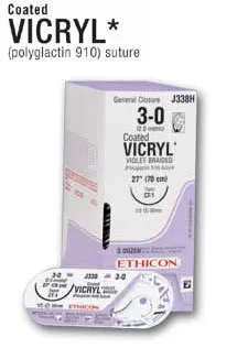 J & J Healthcare Systems - Coated Vicryl SUTUPAK - J911T - Absorbable Suture Without Needle Coated Vicryl Sutupak Polyglactin 910 Braided Size 2-0