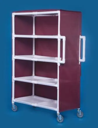 IPU - LC-244 - Linen Cart With Cover 4 Shelves Pvc 5 Inch Heavy Duty Casters, 2 Locking