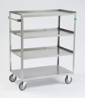 Lakeside Manufacturing - 333 - Linen Cart 4 Shelves 300 Lbs. Weight Capacity Stainless Steel 3-1/2 Inch Swivel Casters