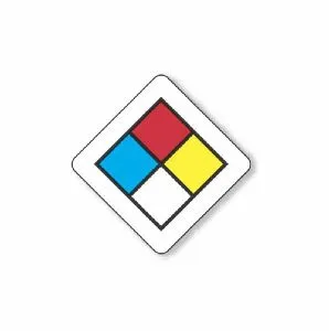 United Ad Label - UAL - ULHL134 - Pre-printed Label Ual Warning Label Blue / Red / White / Yellow Paper Chemical Hazard Symbol Color Block Chemical 7/8 X 7/8 Inch
