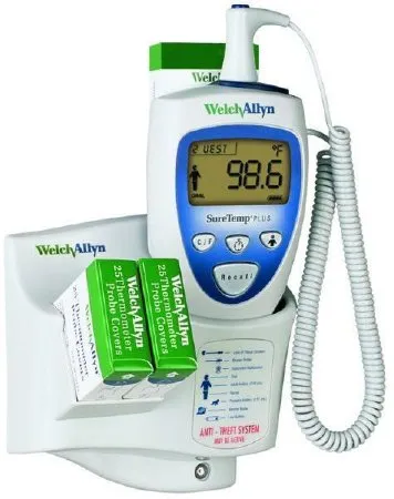 Welch Allyn - 01692-700 - Model 692 Electronic Thermometer, Wall Mount, 9 ft Oral Probe, Oral Probe Well, Rolling Stand, Spare Probe & Well Holder, 3-Year Limited Warranty