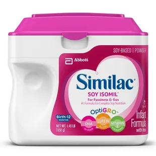 Abbott Nutrition - 5596378 - Similac soy Isomil w/iron, 12.4 oz unflavored powder. 1,800 calories per can
