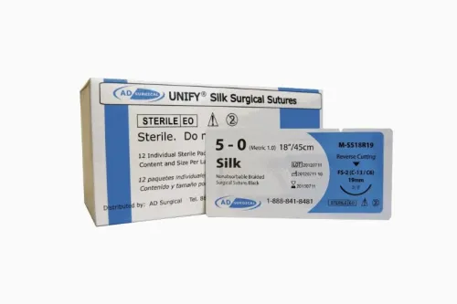 AD Surgical - From: M-S318R19 To: M-S518R19  UNIFY Surgical Sutures   Silk 3/8 Circle, Rev Cut   3/0