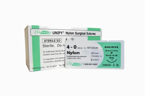 AD Surgical - From: S-N418R13 To: S-N618R13  UNIFY Surgical Sutures Nylon 3/8 Circle, Rev Cut 4/0