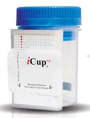 Alere Toxicology - I-DOA-1107-051 - Drug Test, iCup Tests For COC, THC, OPI, AMP, mAMP, BZO, BAR, OXY, MDMA & PPX, 25/bx