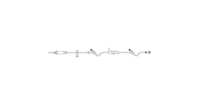 Amsino International - AE3603 - IV Extension Set, Length, Standard Bore Tubing, (2) Pre-Pierced Y Sites From Distal End, (2) Slide Clamps, Rotating Male Luer Lock, PE Poly Pouch, Priming Volume