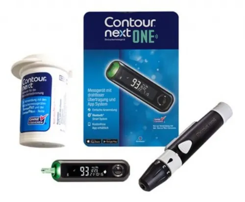 Ascensia Diabetes Care - From: 7818 To: 7825 - Ascensia Contour Next ONE Blood Glucose Meter With Bluetooth, Includes Lancing Device and Lancets