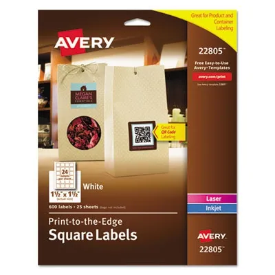 Avery Prod - From: AVE22805 To: AVE22806  Square Labels W/ Sure Feed & Trueblock, 1 1/2 X 1 1/2, White, 600/Pk