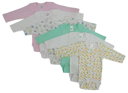 Bambini Layette Infant Wear - From: CS_102L_103L To: CS_103S_103S - BLI Bambini Girls Long Sleeve Printed Onesie Variety 6 Pack