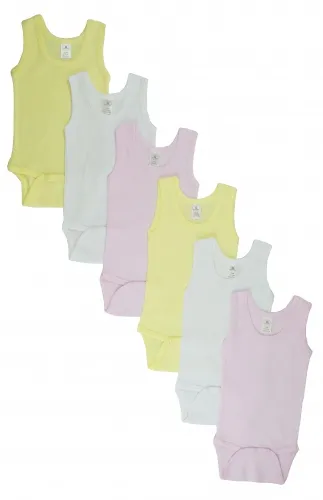 Bambini Layette Infant Wear - From: CS_108L_108L To: CS_108S_108S - BLI Girls Tank Top Onezies 6 Pack