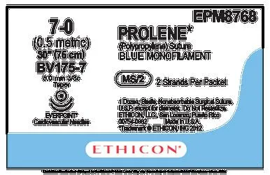 Ethicon - From: EPM8765 To: EPM8776 - Prolene Blu 60cm M0.5 Usp7/0 Dble Armed Bv175 7 Everpoint