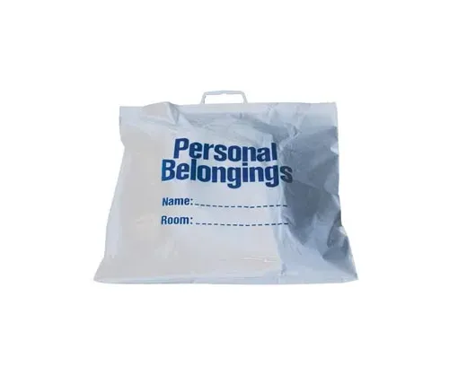 New World Imports - BELB - Belongings Bag with Handle, 18&frac12;" x 20", White Bag with Blue Imprint, 250/cs