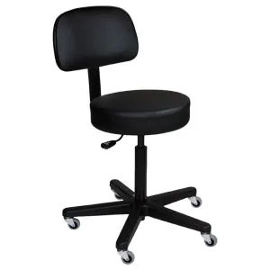Blickman - From: 1041210025 To: 1041210325 - Pneumatic Exam Stool, Black, (5) Leg, Black Composite Base, Backrest (DROP SHIP ONLY)