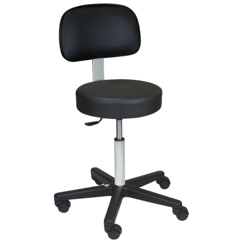 Blickman - From: 1041200125 To: 1041201325 - Economy Pneumatic Exam Stool, Black, (5) Leg, Black Composite Base, Backrest (DROP SHIP ONLY)