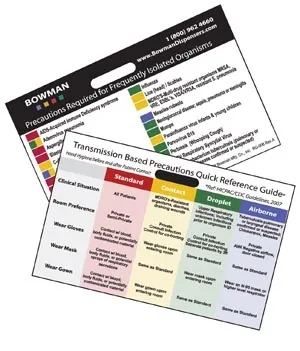 Bowman Manufacturing Company - RG-006 - Transmission Based Precautions Quick Reference Card - Horizontal