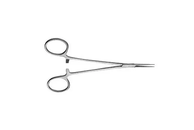 V. Mueller - CA8610 - Mosquito Forceps Jacobson 5 Inch Length Stainless Steel NonSterile Ratchet Lock Finger Ring Handle Curved Very Delicate Serrated Tips