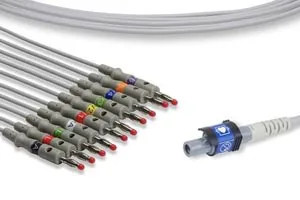 Cables and Sensors - 10000 - Direct-Connect EKG Cable 10 Leads Banana 300cm, Welch Allyn Compatible w/ OEM: RE-PC-AHA-BAN (DROP SHIP ONLY) (Freight Terms are Prepaid & Added to Invoice - Contact Vendor for Specifics)