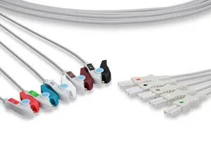 Cables and Sensors - LLB5-90P0 - ECG Leadwire, 5 Leads Pinch/Grabber, Spacelabs Compatible w/ OEM: 700-0006-10, 700-0006-08, LW-3500040/5A, LW-3500024/5A (DROP SHIP ONLY) (Freight Terms are Prepaid & Added to Invoice - Contact Vendor for Specifics)