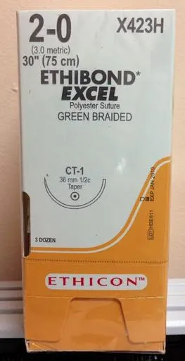 Ethicon - X411H - Suture 2-0 Ethibond Excel Grn Brd Sa Ct-2
