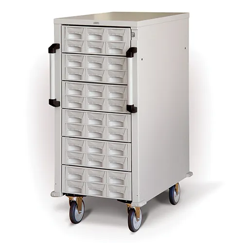 Capsa Healthcare - ACM10-KH1DC-D100-C03-U212 - Cart, Keyless Locking System, One Handle, Dark Cr&egrave;me, (1) 3" Main Drawer, (2) 3" Utility Drawers, (1) 6" Utility Drawer, and (2) 10" Utility Drawers, (3) Three Tier Cassette Package (DROP SHIP ONLY)