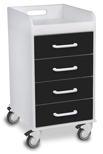 Capsa Healthcare - AM8MC-LCD-C-DR121 - Compact Cart, Light Creme/ Dark Creme, Core Lock, (1) Drawer, (2) Drawers and (1) Drawer (DROP SHIP ONLY)