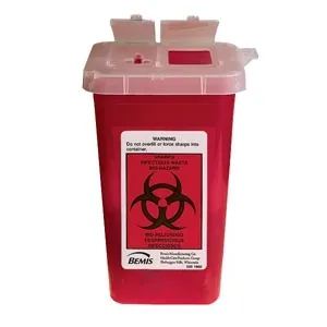 Cardinal Health - 100-030 - Phlebotomy Sharps Container 1 Qt. with Attached Top and Dual Openings