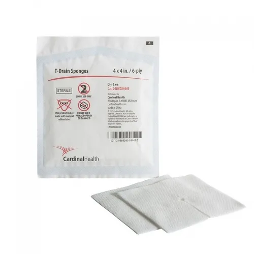 Cardinal Health - From: C-NWDS226S To: C-NWDS446S  T Drain Sponges 6 ply, (Sterile) Latex Free REPLACES ZG2206S