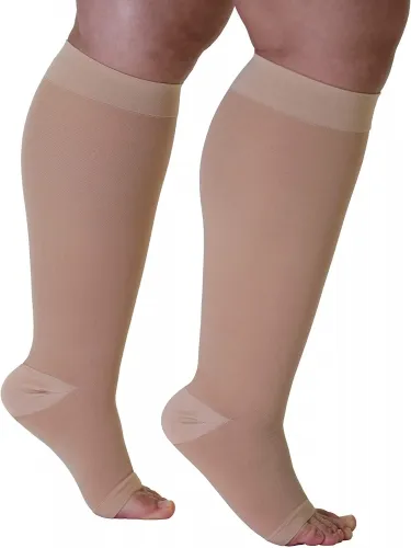 Carolon - Couture - From: 610104 To: 611412 -  Knee Medical MicroFiber, w/XT2 (20 30 Mmhg) Short, Open Toe,Style: Below Knee