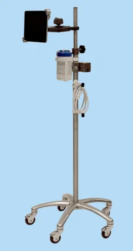 Centicare - C-7003 - Deluxe Tablet Stand Includes Tablet Mount, Cord Winders. Stainless Steel. Adjustable Pole. Sani Wipe Holder