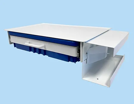 Centicare - From: C-763-DCB-D To: C-763-DCB-D-G - Shallow Deluxe Drawer With Combo Lock And Dividers.Glovebox Mounted To Side. Blue/White