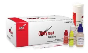Clarity Diagnostics - CD-STP25V - CLARITY Strep A Strip Vial Pack, CLIA Waived, Contains: Test Strips, Disposable Extraction Tubes, Sterile Throat Swabs, Reagents A and B, Positive and Negative Controls, Workstation, Package Insert, and Procedure Card, 25