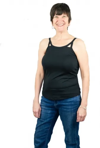 Complete Shaping - From: CS-COT-BL-LC To: CS-COT-WH-SB  Cut out Tank Top / Camisole With Built in Prosthetics