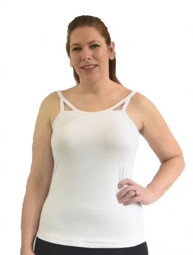 Complete Shaping - From: CS-COT-WH-LC To: CS-COT-WH-XLD - Cut out Tank Top / Camisole With Built in Prosthetics