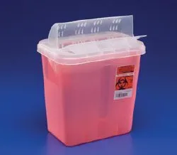 Cardinal - In-Room - From: 85131 To: 85221 - In Room Sharps Container In Room Translucent Red Base 11 H X 10 3/4 W X 4 3/4 D Inch Horizontal Entry 1.25 Gallon
