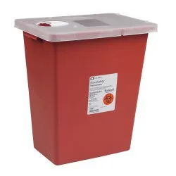 Cardinal - SharpSafety - 8980- - Sharps Container  Red Base 17 1/2 H X 15 1/2 W X 11 D Inch Vertical Entry 8 Gallon