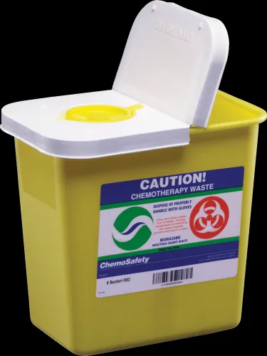 Cardinal - SharpSafety - 8982 -  Chemotherapy Waste Container  Yellow Base 10 H X 10 1/2 W X 7 1/4 D Inch Horizontal / Vertical Entry 2 Gallon