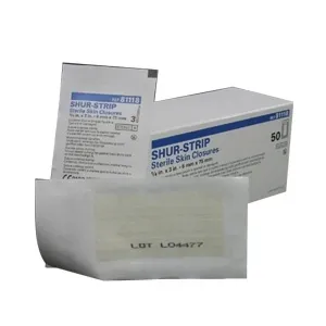 Gentell - 81118 - Shur Strips Wound Closure Strips 1/4" x 3", Sterile, 3/envelope, Made of a Porous, Nonwoven Backing Coated with a Pressure-sensitive, Hypoallergenic Adhesive.