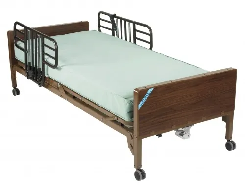Drive Medical - 15004bv-pkg-1 - Semi Electric Hospital Bed with Half Rails and Innerspring Mattress