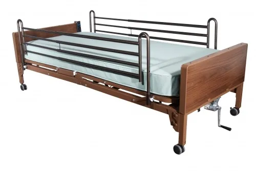 Drive Medical - 15004bv-pkg-t - Semi Electric Hospital Bed with Full Rails and Therapeutic Support Mattress