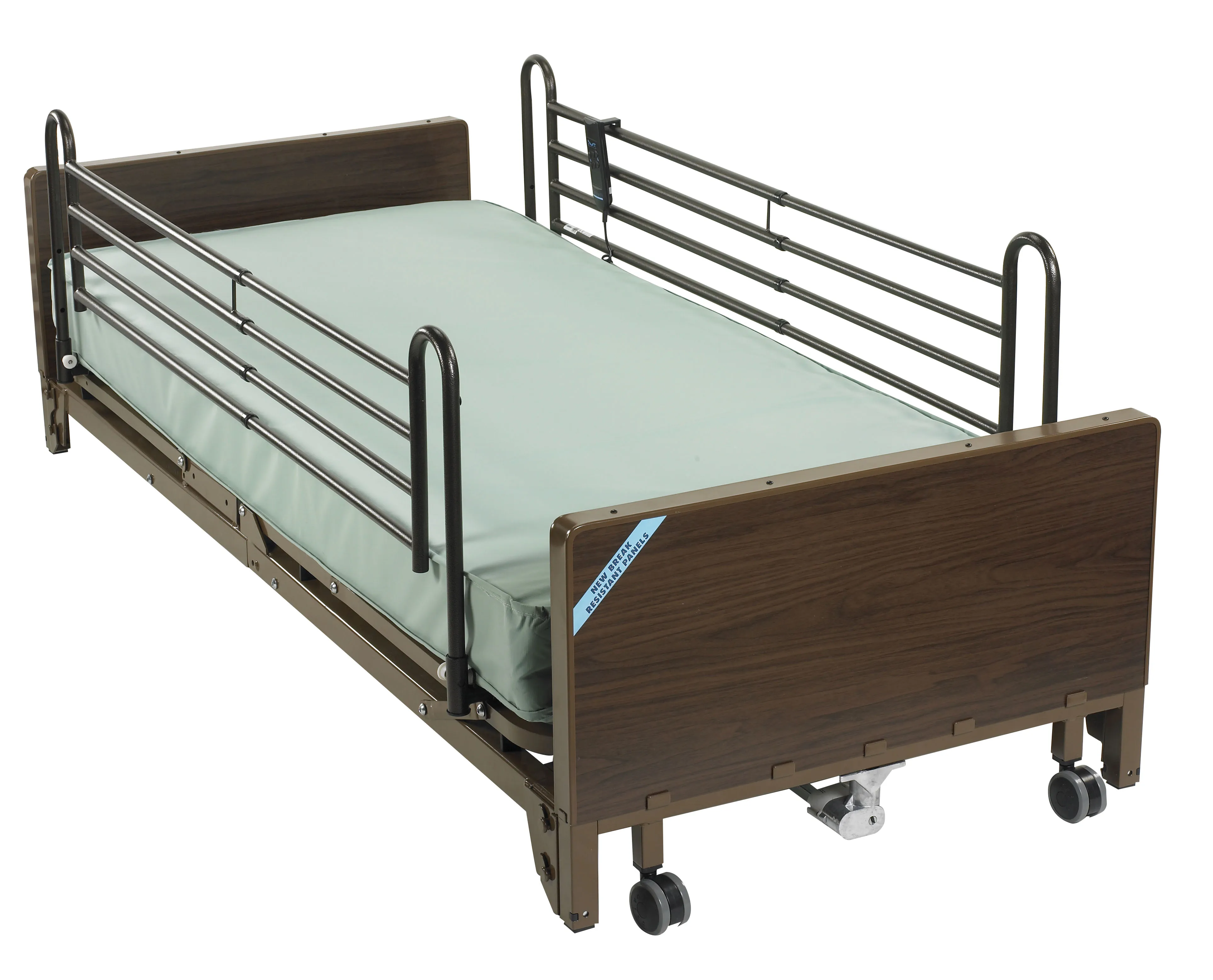 Drive Medical - 15235bv-pkg-2 - Delta Ultra Light Full Electric Low Hospital Bed with Full Rails and Foam Mattress