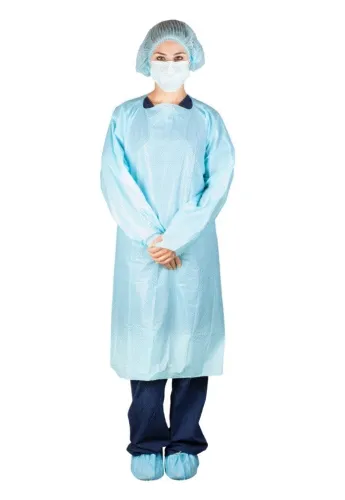 Dukal - 307R - Isolation Gown, CPE Coated, Pull-Over, Blue, Not AAMI, Disposable, 15/bg, 5 bg/cs
