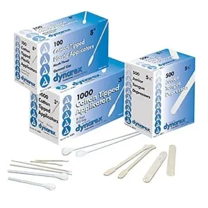 Dynarex - 4302 - Nonsterile Cotton Tipped Applicator, 6", Highly Absorbent, Peel down Pouch, Wood Stick