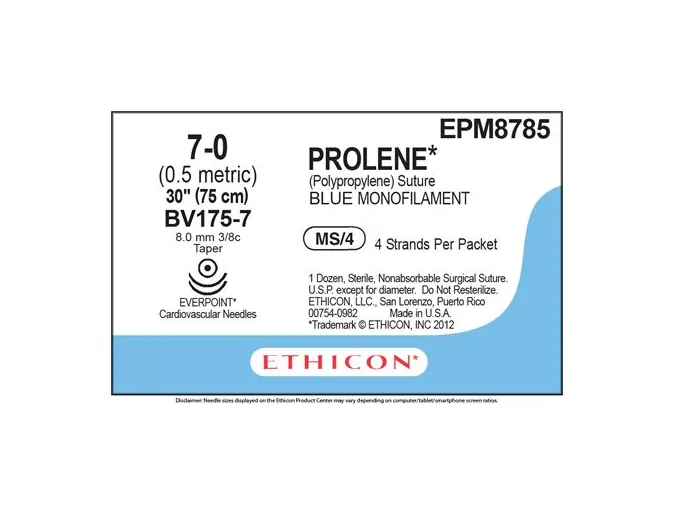 Ethicon - EPM8785 - Prolene M0.5 Usp7/0 Dble Armed Bv175-7 Everpoint