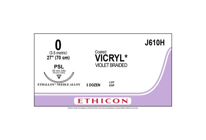Ethicon - J610H - Suture, Precision Point Reverse Cutting, Braided, Needle PSL, 3/8 Circle